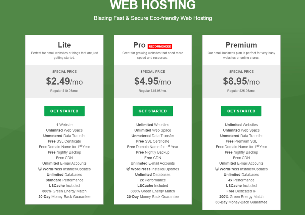 greengeeks - shared hosting