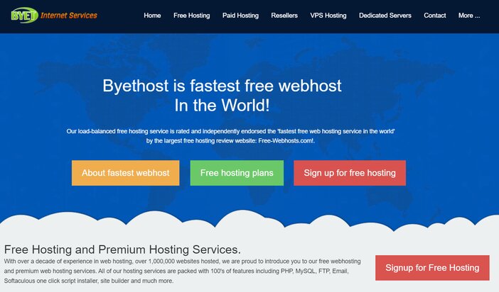 Bytehost homepage