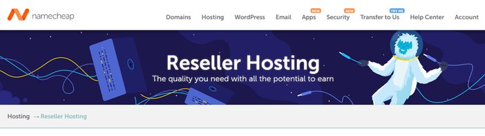 Namecheap Reseller Hosting Homepage